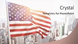  Presentation with flag - Presentation having up of the us flag background and a sky blue colored foreground