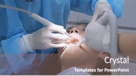  Presentation with woman in under wear - PPT theme with up of tooth in dental background and a violet colored foreground