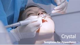  Presentation with dental - Beautiful PPT theme featuring up of tooth in dental backdrop and a gray colored foreground