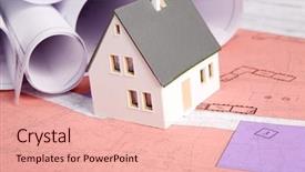  Presentation with toy model - PPT layouts featuring up of toy house model background and a lemonade colored foreground