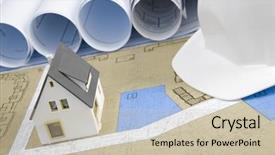  Presentation with toy model - Theme enhanced with up of toy house model background and a soft green colored foreground