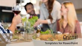  Presentation with lunch - Theme featuring up of two roasted chicken background and a coral colored foreground