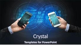 Presentation with smartphones - PPT theme with up of two smartphones sync background and a  colored foreground