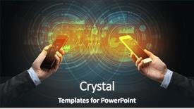  Presentation with smartphones - Beautiful PPT theme featuring up of two smartphones sync backdrop and a  colored foreground