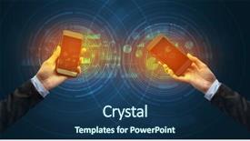  Presentation with smartphones - Presentation theme enhanced with up of two smartphones sync background and a ocean colored foreground