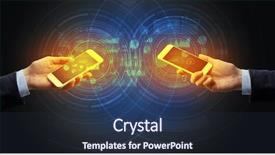  Presentation with spreadsheet data and business charts - Beautiful presentation theme featuring up of two smartphones sync backdrop and a tawny brown colored foreground