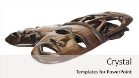  Presentation with masks - Presentation theme having up of two wooden mask background and a  colored foreground