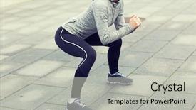  Presentation with healthy lifestyle - Slide deck with up of woman doing squats background and a light gray colored foreground