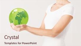  Presentation with green globe - Slide deck consisting of up of woman holding green background and a lemonade colored foreground