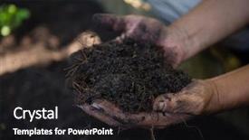  Presentation with soil - Slide deck featuring up of woman holding soil background and a black colored foreground