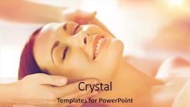  Presentation with spa salon - Presentation theme having up of woman in spa background and a coral colored foreground