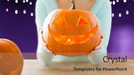  Presentation with decoration - Cool new slides with up of woman with carved backdrop and a coral colored foreground