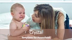  Presentation with baby crying - Cool new presentation theme with up of woman with crying backdrop and a coral colored foreground