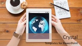  Presentation with business programming code abstract technology - Beautiful presentation featuring up of woman with earth backdrop and a coral colored foreground