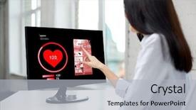  Presentation with heart pulse - Colorful presentation enhanced with up of woman with heart backdrop and a light gray colored foreground