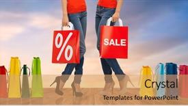  Presentation with people - Colorful theme enhanced with up of women with percentage backdrop and a coral colored foreground