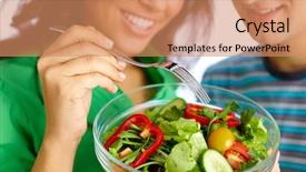  Presentation with close up of young girls - PPT theme featuring up of young couple eating background and a coral colored foreground