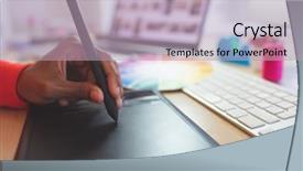  Presentation with graphic - PPT theme with up of young mixed-race background and a light blue colored foreground