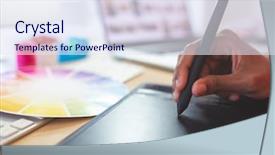  Presentation with graphic - Colorful slides enhanced with up of young mixed-race backdrop and a sky blue colored foreground