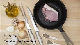  Presentation with table salt - PPT theme having up on a cast-iron background and a coral colored foreground