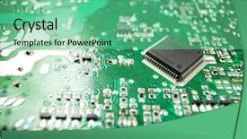  Presentation with chip - PPT layouts enhanced with up on a integrated circuit background and a seafoam green colored foreground