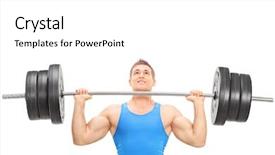  Presentation with weightlifting - Cool new presentation design with up on a male weightlifting backdrop and a white colored foreground