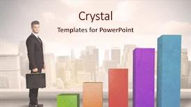  Presentation with climbing chart - Amazing slides having up on colourful chart pillars backdrop and a  colored foreground