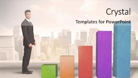  Presentation with climbing chart - Beautiful theme featuring up on colourful chart pillars backdrop and a cream colored foreground