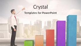  Presentation with climbing chart - Beautiful slides featuring up on colourful chart pillars backdrop and a sky blue colored foreground