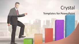  Presentation with climbing chart - Slide set consisting of up on colourful chart pillars background and a  colored foreground