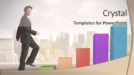  Presentation with climbing chart - Amazing slide deck having up on colourful chart pillars backdrop and a  colored foreground