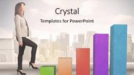  Presentation with climbing chart - Slide set with up on colourful chart pillars background and a sky blue colored foreground