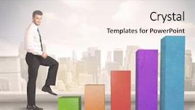  Presentation with climbing chart - Amazing presentation having up on colourful chart pillars backdrop and a  colored foreground