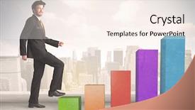  Presentation with climbing chart - Amazing slide set having up on colourful chart pillars backdrop and a  colored foreground