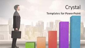  Presentation with climbing chart - Audience pleasing slide set consisting of up on colourful chart pillars backdrop and a  colored foreground