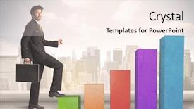  Presentation with climbing chart - Audience pleasing slides consisting of up on colourful chart pillars backdrop and a  colored foreground