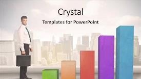  Presentation with climbing chart - Cool new slide set with up on colourful chart pillars backdrop and a  colored foreground