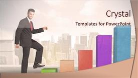  Presentation with climbing chart - PPT layouts enhanced with up on colourful chart pillars background and a cream colored foreground