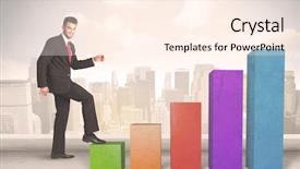  Presentation with climbing chart - Colorful slide deck enhanced with up on colourful chart pillars backdrop and a  colored foreground