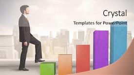  Presentation with climbing chart - Audience pleasing PPT layouts consisting of up on colourful chart pillars backdrop and a cream colored foreground