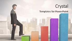  Presentation with climbing chart - Cool new slides with up on colourful chart pillars backdrop and a  colored foreground