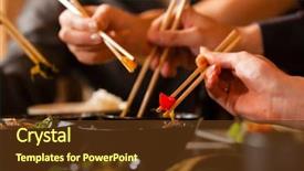  Presentation with thai - Beautiful slide deck featuring up on hands and food backdrop and a tawny brown colored foreground