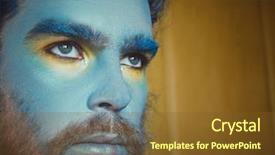  Presentation with alien - PPT theme having up on his face stage background and a tawny brown colored foreground