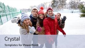  Presentation with ice rink - Slide deck having up on ice skating rink background and a light blue colored foreground