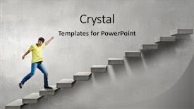  Presentation with walking young wild jaguar - PPT layouts having up on staircase representing success background and a light gray colored foreground