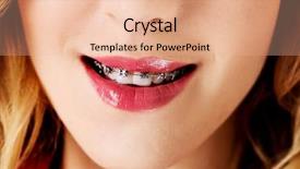  Presentation with foot mouth disease - Cool new PPT theme with up open mouth with braces backdrop and a coral colored foreground