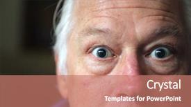  Presentation with eye medicine - Slide deck with dilated human eye mans eye background and a coral colored foreground