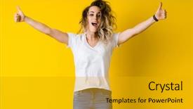  Presentation with yellow - Presentation consisting of up over isolated yellow background background and a  colored foreground