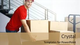  Presentation with box carton - Cool new presentation theme with up packet - man holding carton box backdrop and a coral colored foreground