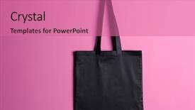  Presentation with textile - PPT theme consisting of up packet - textile bag on color background background and a  colored foreground